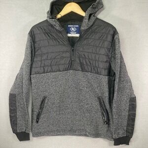 AMONGST OTHERS Mens Grey Quilted Puffer Fleece Lined Hooded Pullover Hoodie L